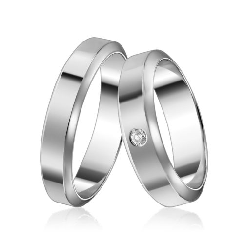Verighete cu diamant L 036, aur alb / galben