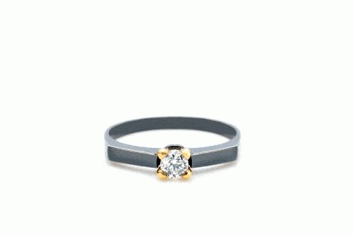 Inel de logodnă din tantal și aur 18 kt cu diamant TAU 88