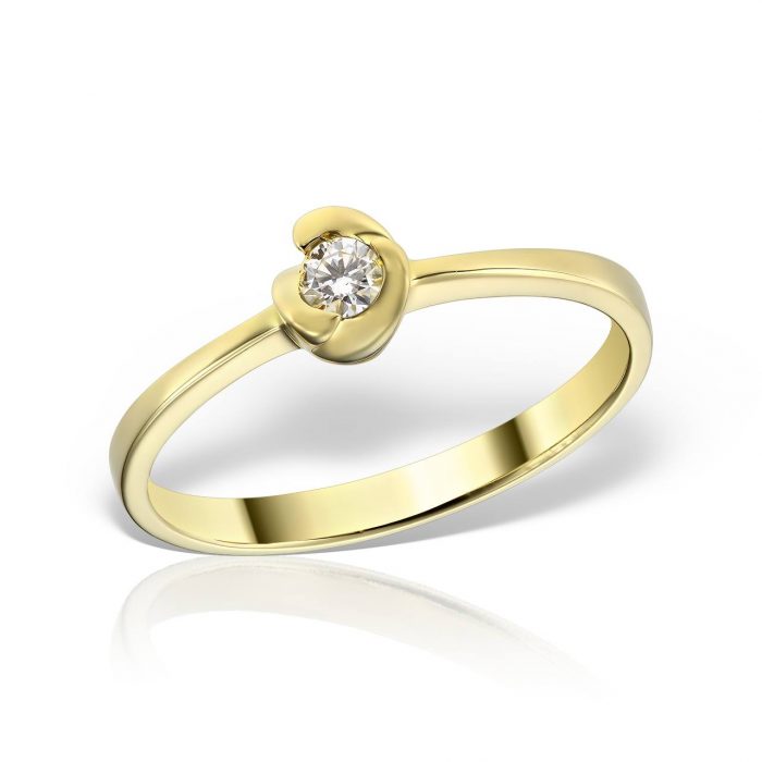 Inel de logodnă aur 14 kt cu diamant I 033L