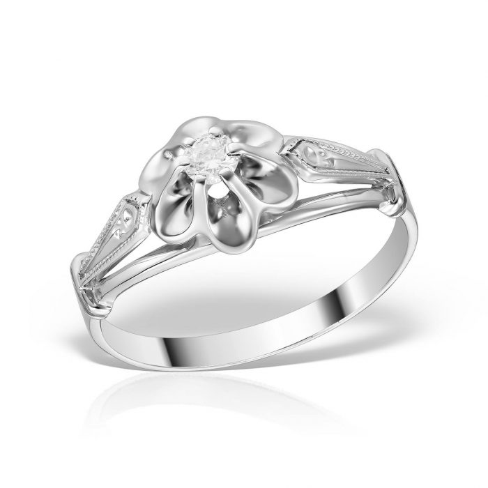 Inel de logodnă aur 18 kt cu diamant I 036L, model floral