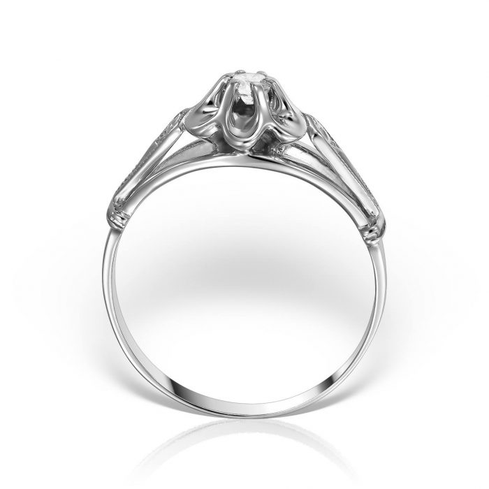 Inel de logodnă aur 18 kt cu diamant I 036L, model floral