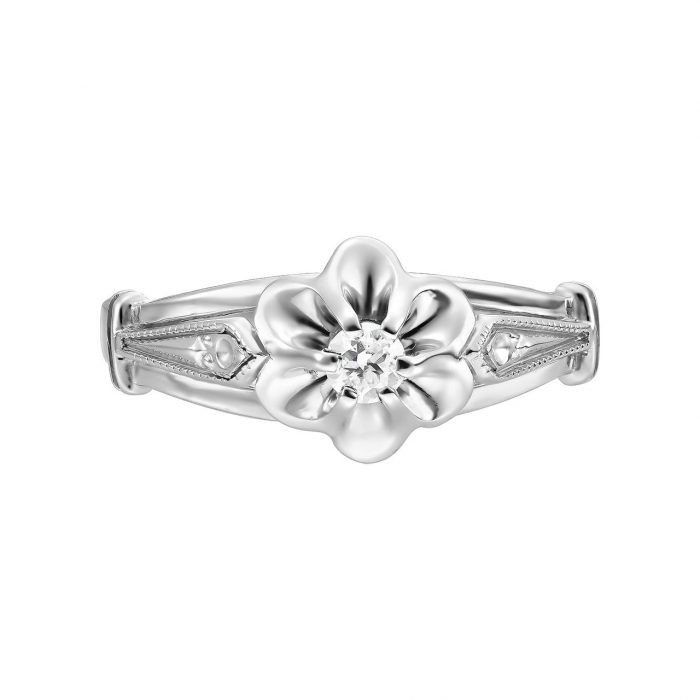 Inel de logodnă aur 18 kt cu diamant I 036L, model floral