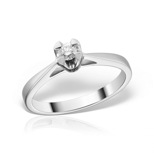 Inel de logodnă aur alb de 14 kt cu diamant, I 094L