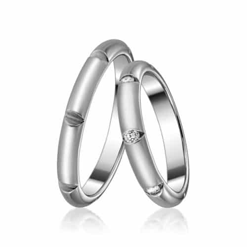 Verighete cu diamante L 041, aur alb / galben