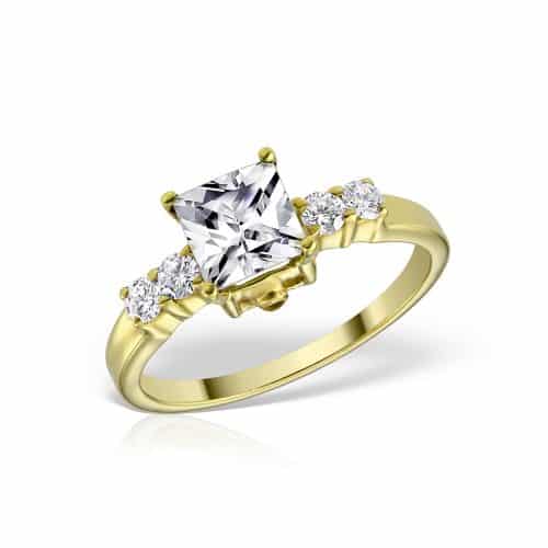 Inel de logodnă din aur 14 kt cu zirconia diverse culori I 636S