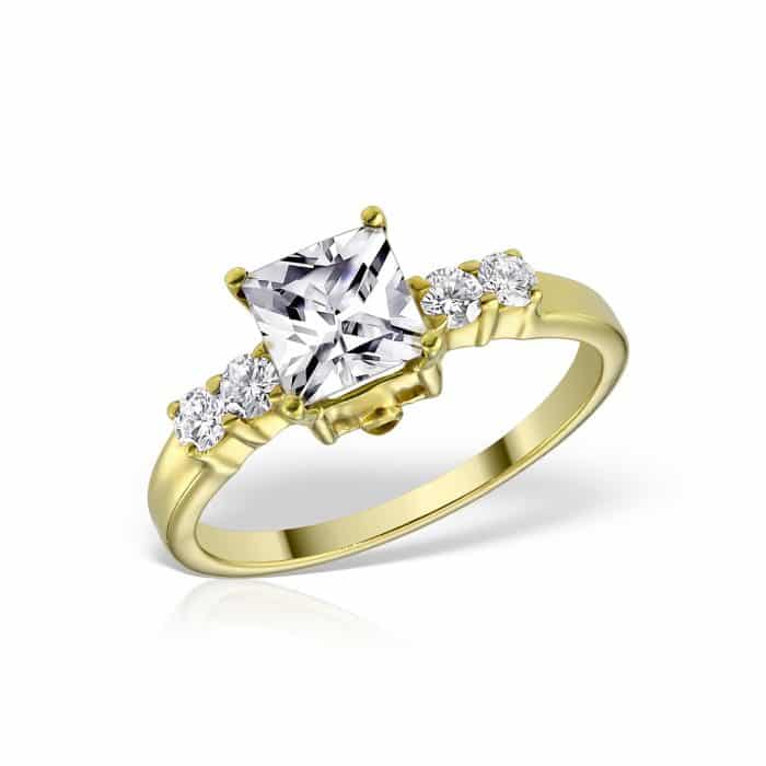 Inel de logodnă din aur 14 kt cu zirconia diverse culori I 636S