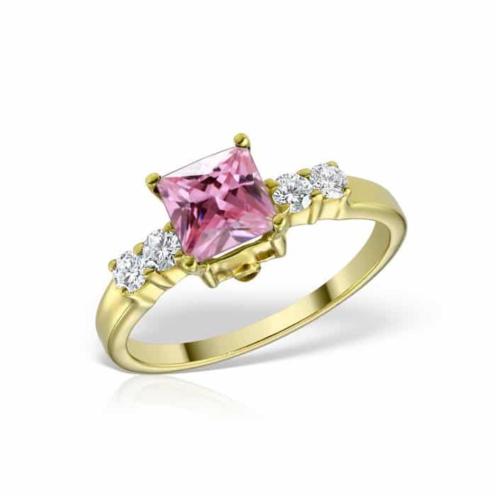 Inel de logodnă din aur 14 kt cu zirconia diverse culori I 636S