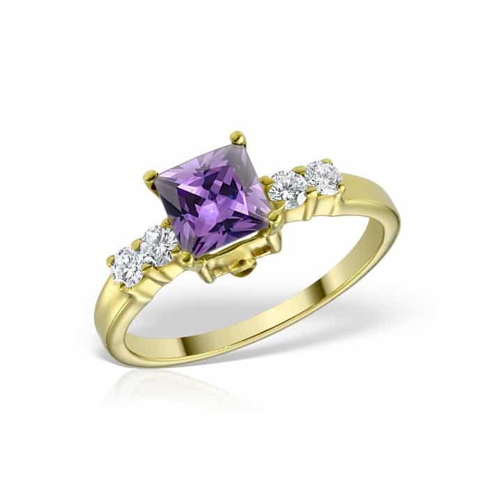 Inel de logodnă din aur 14 kt cu zirconia diverse culori I 636S