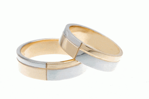 Verighete aur 14 kt T 005, galben / alb