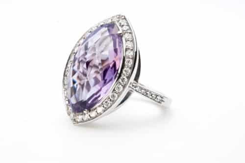 Inel aur 18 kt cu diamante și ametist GL.789, colecția Gianni Lazzaro