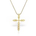 Colier P 020L, aur 14 kt, diamante, cruce