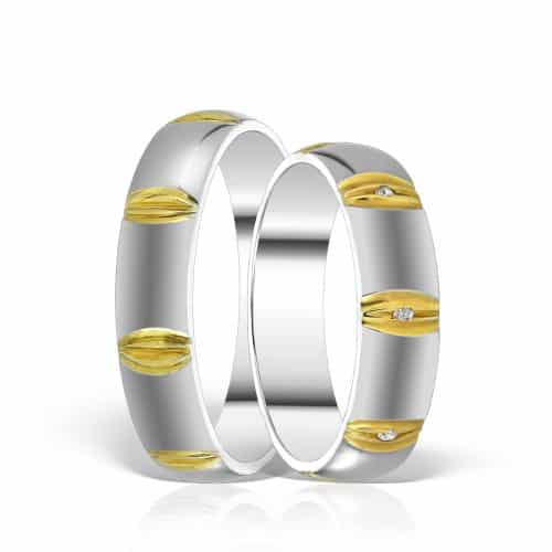Verighete cu diamante din aur alb 18 kt L 004