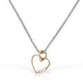 Colier P 018L, aur alb și rose 14 kt, diamante