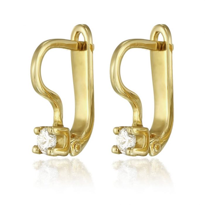 Cercei cu diamante, aur rose 18 kt, C 014L