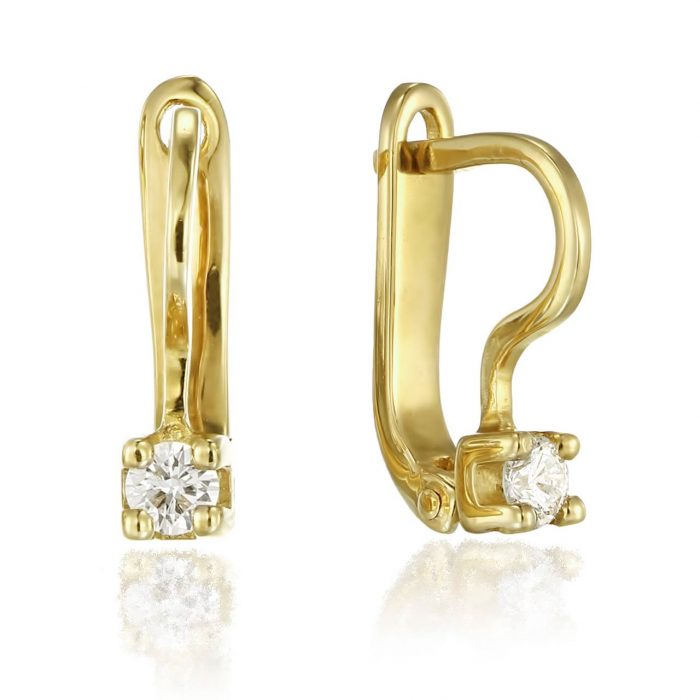 Cercei cu diamante, aur rose 18 kt, C 014L