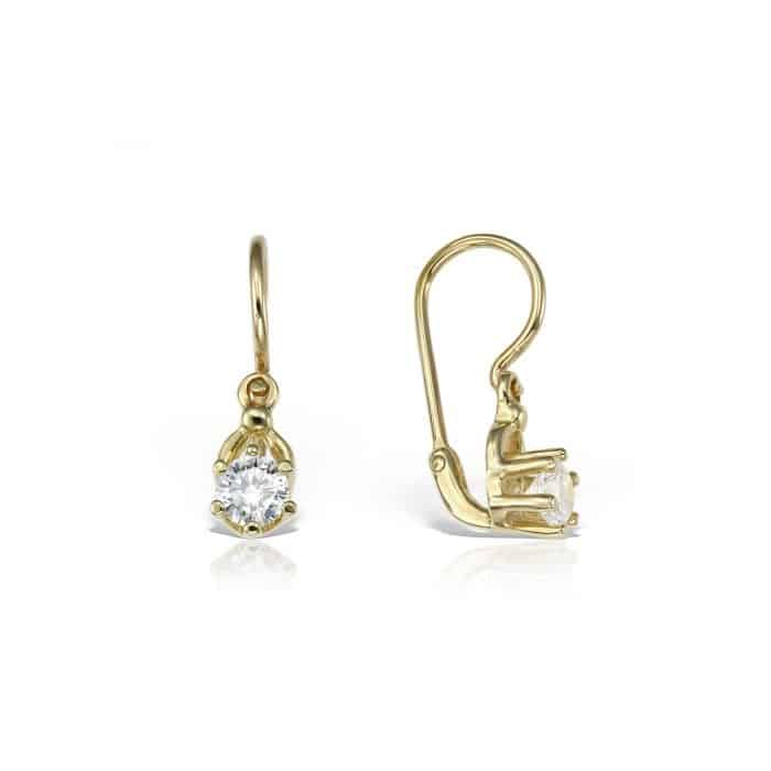 Cercei aur copii, 14 kt, zirconii diverse culori, C 127S