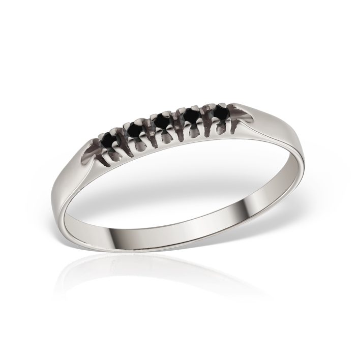 Inel aur 14 kt cu diamante negre I 103L