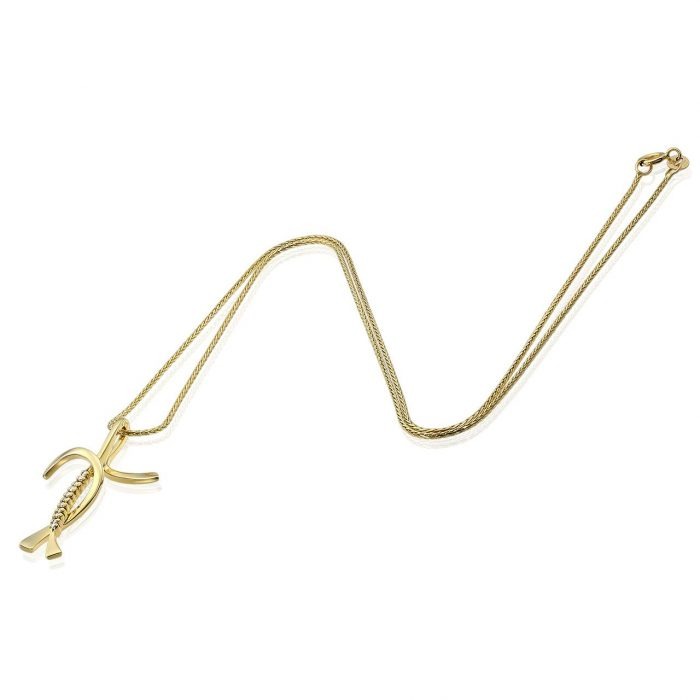 Colier P 009L, aur 14 kt, diamante