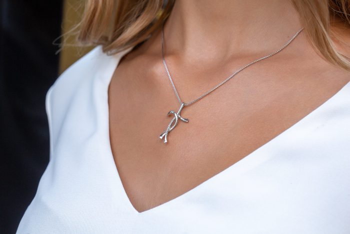 Colier P 009L, aur 14 kt, diamante