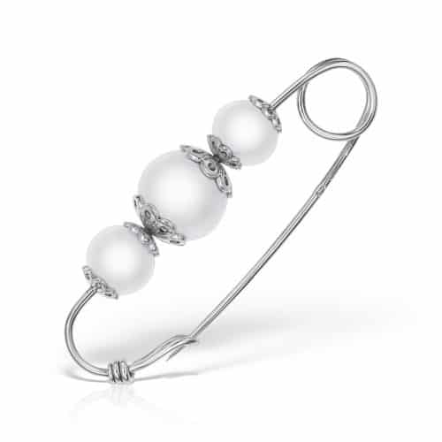 Broşă ac de siguranță 01C, aur 14 kt, perle
