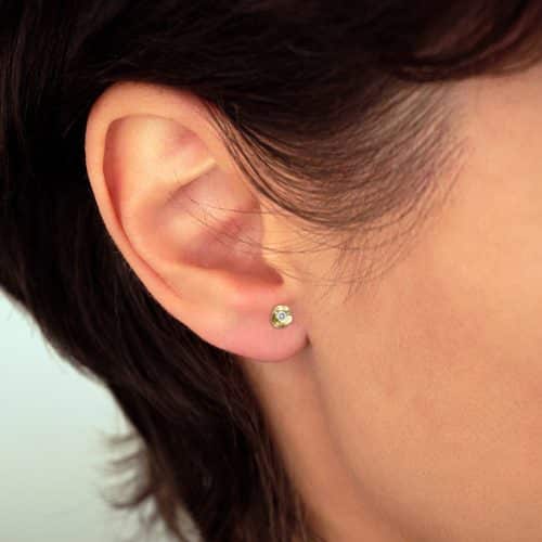Cercei cu diamante, aur 14 kt, C 015L