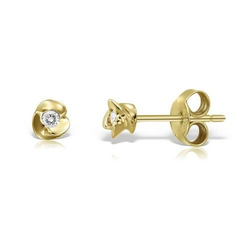 Cercei cu diamante, aur 14 kt, C 015L