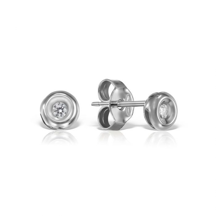 Cercei cu diamante, aur 14 kt, C 021L