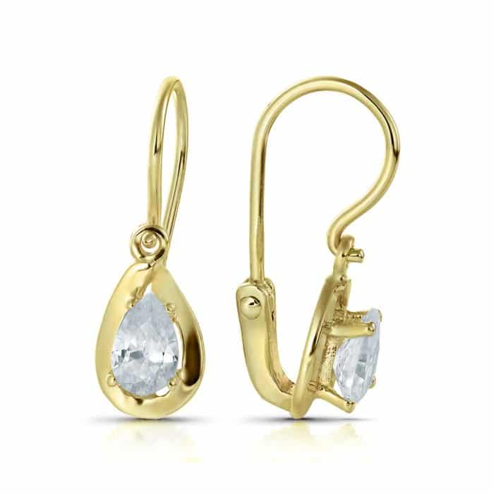 Cercei aur copii, 14 kt, zirconii diverse culori, C 246S