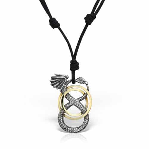 Pandantiv AG.P.OR, aur galben 18 kt + argint 925, Oroborus