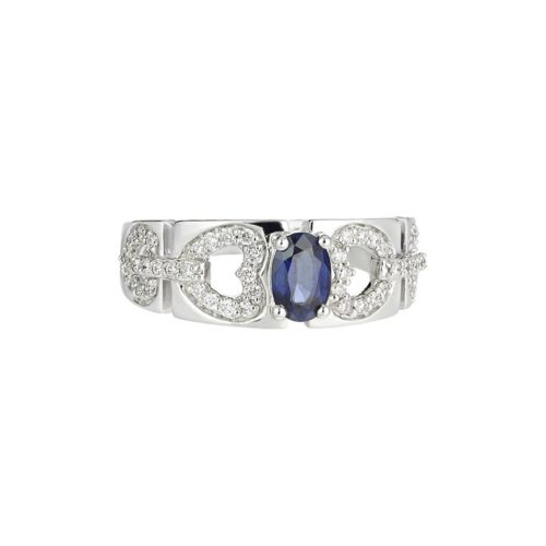 Inel aur 18 kt cu diamante și safir GL.4474, colecția Gianni Lazzaro