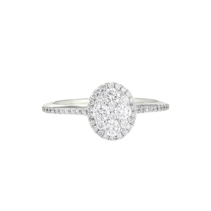 Inel de logodnă aur alb 18 kt cu diamante GL.7148, colecția Gianni Lazzaro