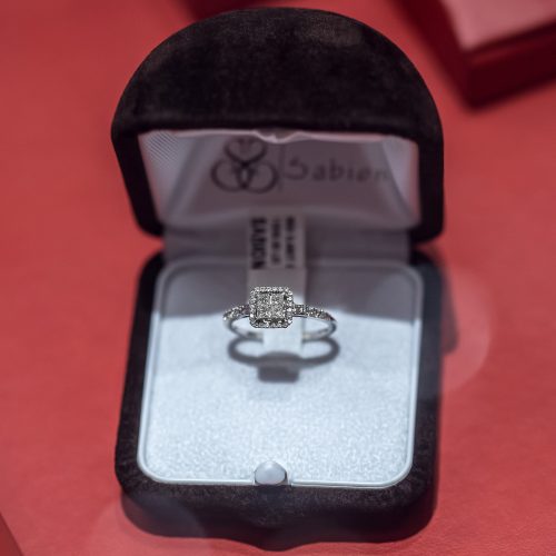 Inel de logodnă aur alb 18 kt cu diamante GL.4986, colecția Gianni Lazzaro