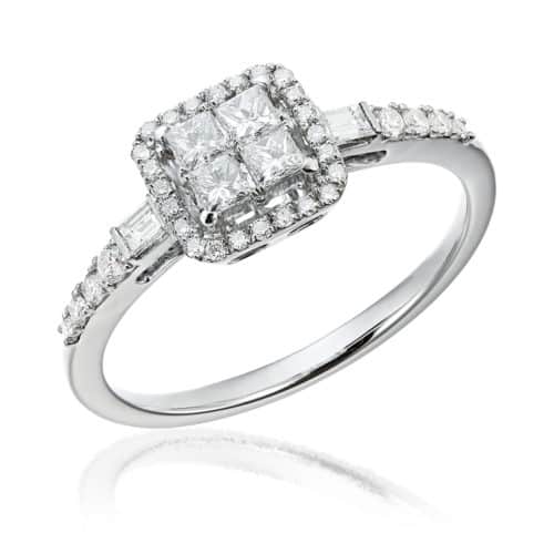 Inel de logodnă aur alb 18 kt cu diamante GL.4986, colecția Gianni Lazzaro