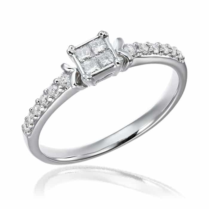 Inel de logodnă din aur alb 18 kt cu diamant GL.2709, colecția Gianni Lazzaro