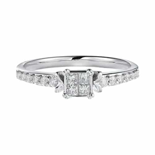 Inel de logodnă din aur alb 18 kt cu diamant GL.2709, colecția Gianni Lazzaro