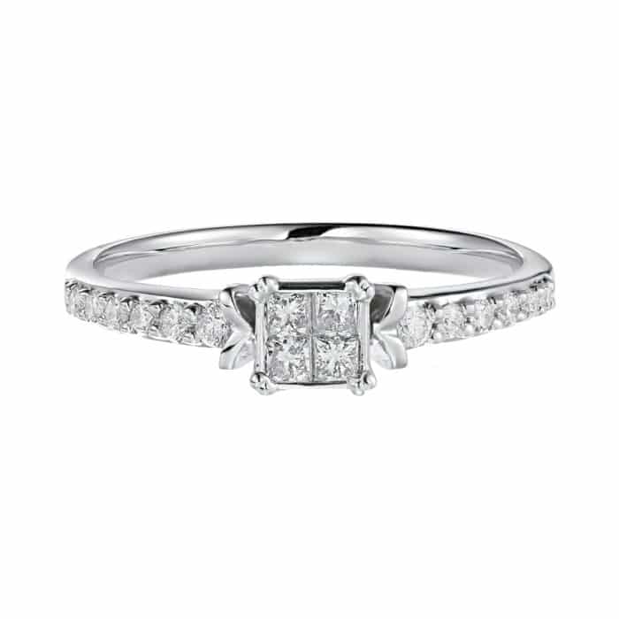 Inel de logodnă din aur alb 18 kt cu diamant GL.2709, colecția Gianni Lazzaro