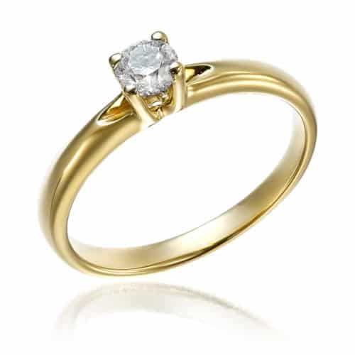 Inel de logodnă aur galben 14 kt cu diamant I 114L