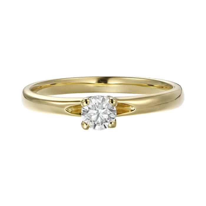 Inel de logodnă aur galben 14 kt cu diamant I 114L