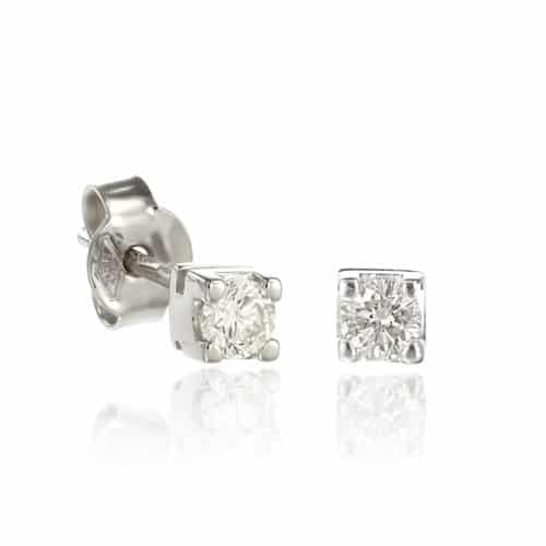 Cercei cu diamante, aur 18 kt, C 029L
