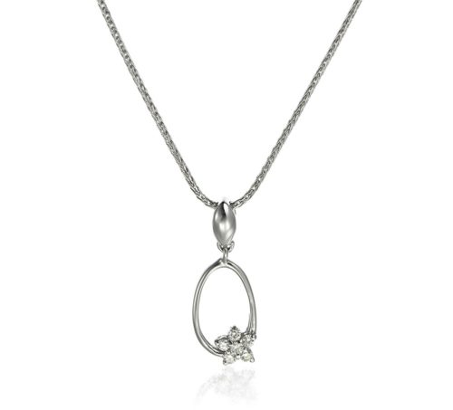 Colier P 014L, aur alb 14 kt, diamante