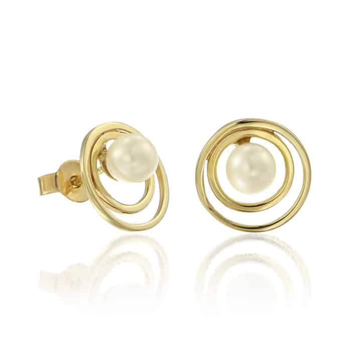 Cercei cu perle, aur 14 kt, C 247S