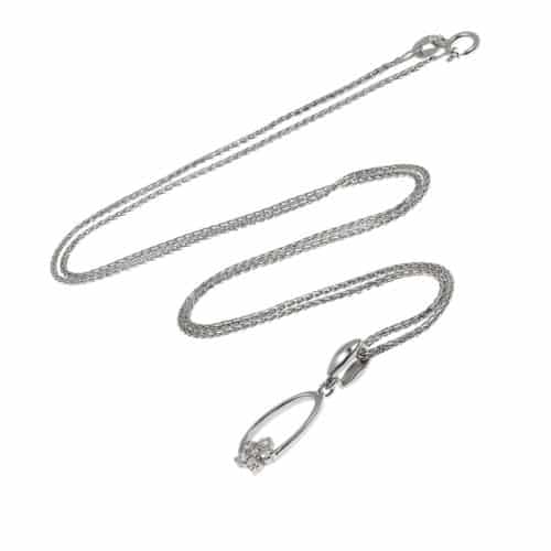 Colier P 014L, aur alb 14 kt, diamante