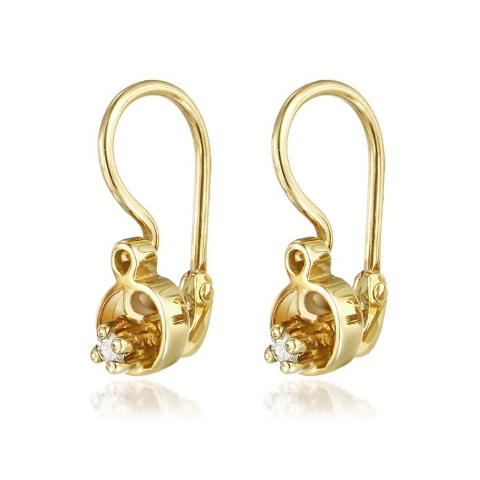 Cercei cu diamante pentru copii, aur 14 kt, C 011L