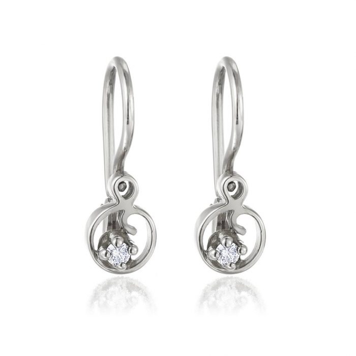 Cercei cu diamante pentru copii, aur 14 kt, C 011L