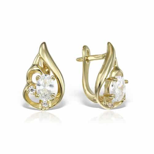 Cercei de damă din aur 14 kt cu zirconii diverse culori C 282S