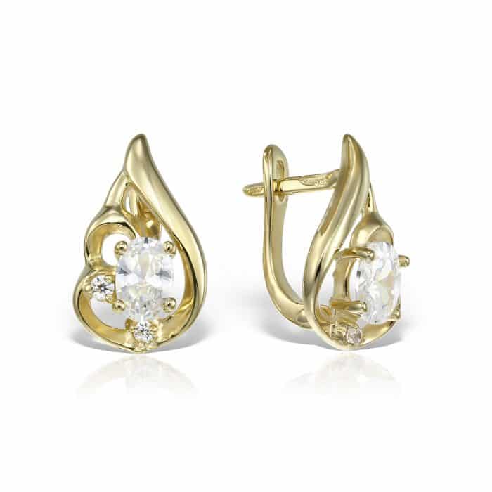 Cercei de damă din aur 14 kt cu zirconii diverse culori C 282S