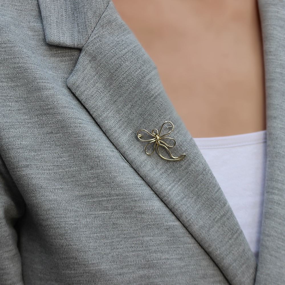 Broșă 03C, libelulă, 14 kt