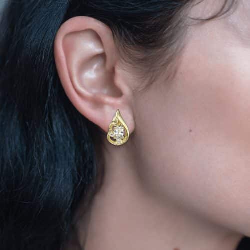 Cercei de damă din aur 14 kt cu zirconii diverse culori C 282S