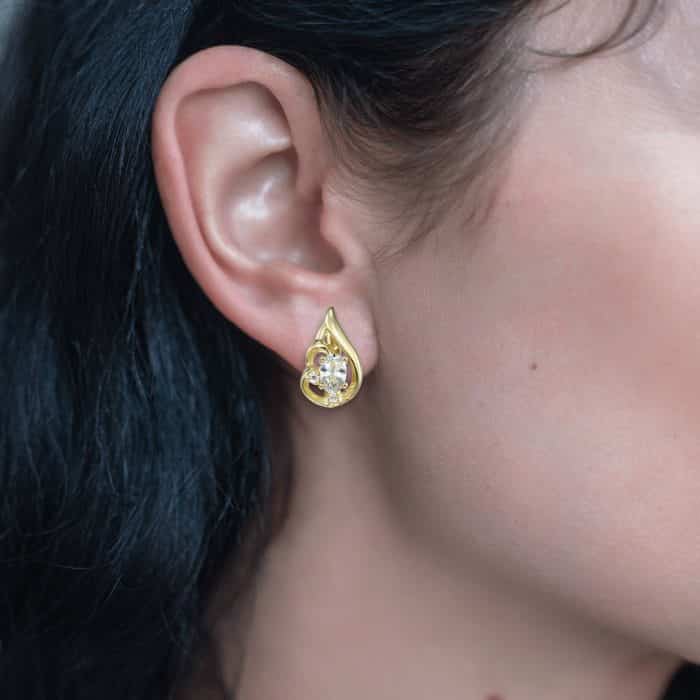 Cercei de damă din aur 14 kt cu zirconii diverse culori C 282S