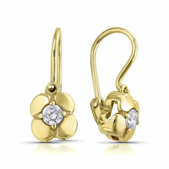 Cercei aur copii ,14 kt, pietre zirconia, C 269S